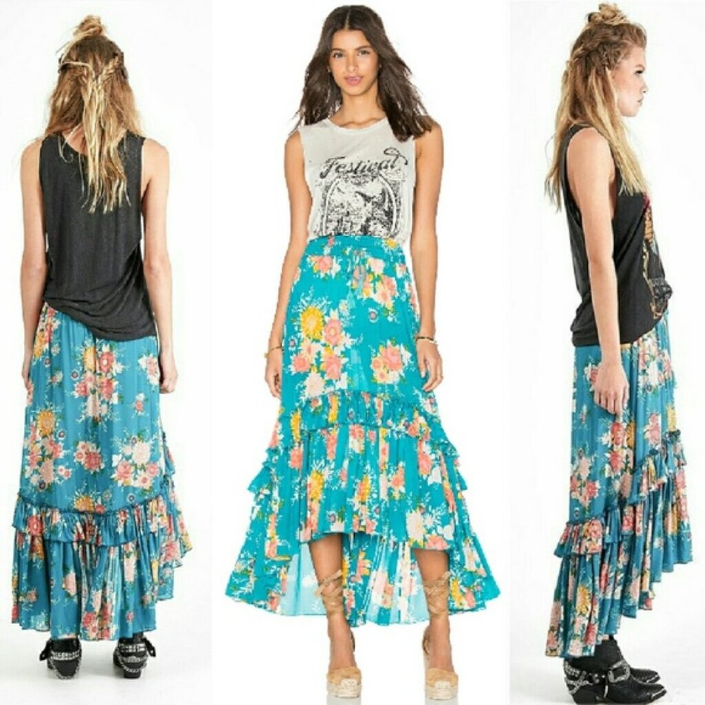 Spell $The Gypsy Jagger Turquoise Skirt